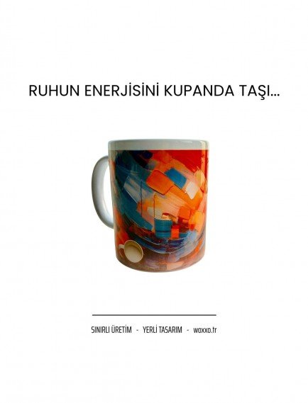 Soyut Sanat Desenli Renkli Porselen Kupa Soyut Sanat Desenli Renkli Porselen Kupa