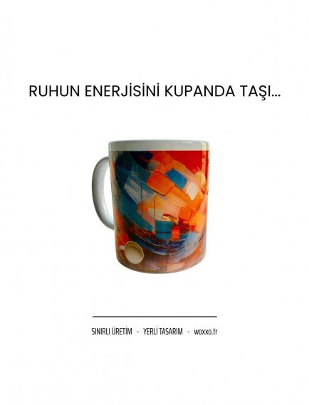 Soyut Sanat Desenli Renkli Kupa - Seramik Soyut Sanat Desenli Renkli Kupa - Seramik