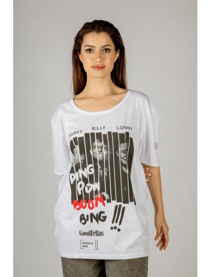 Woxxo Good Fellas Baskılı Unisex Oversize T-Shirt -Beyaz Lycralı Modal/Pamuk Woxxo Good Fellas Baskılı Unisex Oversize T-Shirt -Beyaz Lycralı Modal/Pamuk