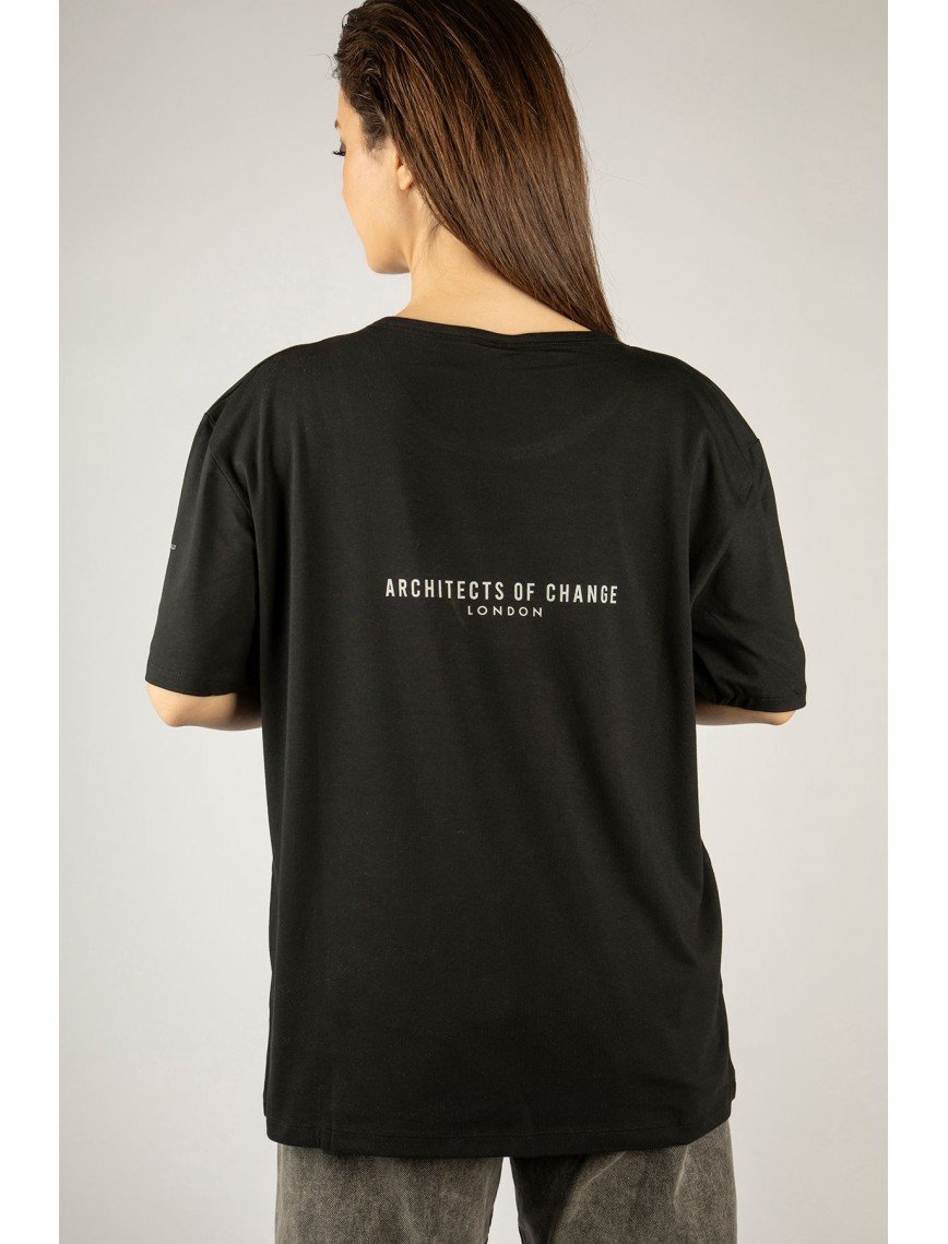 Woxxo Wake Up Baskılı Unisex Oversize T-Shirt -Siyah Lycralı Modal/Pamuk Woxxo Wake Up Baskılı Unisex Oversize T-Shirt -Siyah Lycralı Modal/Pamuk