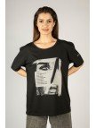 Woxxo Humanity Baskılı Unisex Oversize T-Shirt -Siyah Lycralı Modal/Pamuk Woxxo Humanity Baskılı Unisex Oversize T-Shirt -Siyah Lycralı Modal/Pamuk