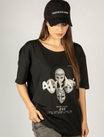 Woxxo Aliens Baskılı Unisex Oversize T-Shirt -Siyah Lycralı Modal/Pamuk Woxxo Aliens Baskılı Unisex Oversize T-Shirt -Siyah Lycralı Modal/Pamuk