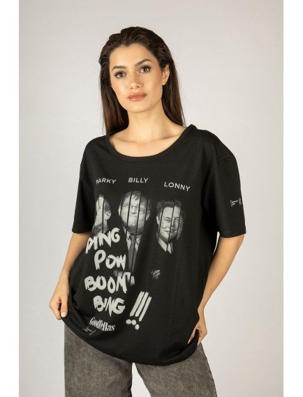 Woxxo Good Fellas Baskılı Unisex Oversize T-Shirt -Siyah Lycralı Modal/Pamuk Woxxo Good Fellas Baskılı Unisex Oversize T-Shirt -Siyah Lycralı Modal/Pamuk