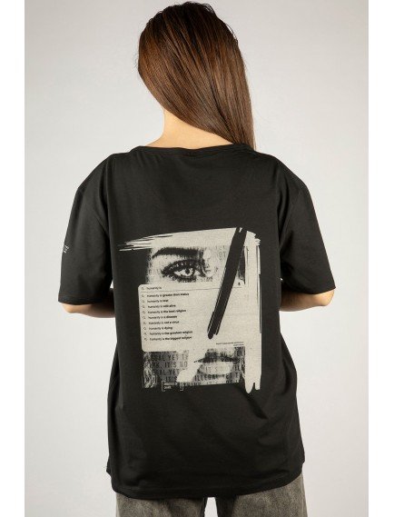 Woxxo Humanity Baskılı Unisex Oversize T-Shirt -Siyah Lycralı Modal/Pamuk Woxxo Humanity Baskılı Unisex Oversize T-Shirt -Siyah Lycralı Modal/Pamuk