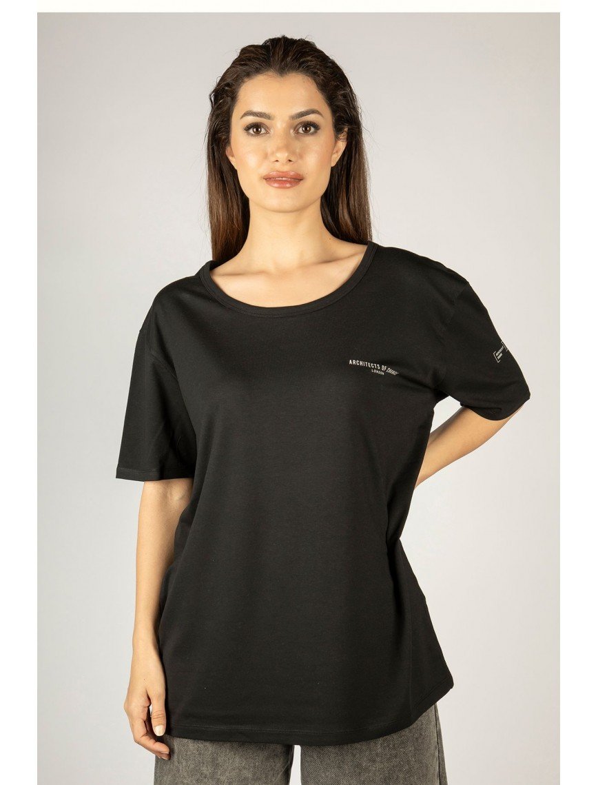 Woxxo Aliens Baskılı Unisex Oversize T-Shirt -Siyah Lycralı Modal/Pamuk Woxxo Aliens Baskılı Unisex Oversize T-Shirt -Siyah Lycralı Modal/Pamuk