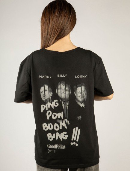 Woxxo Good Fellas Baskılı Unisex Oversize T-Shirt -Siyah Lycralı Modal/Pamuk