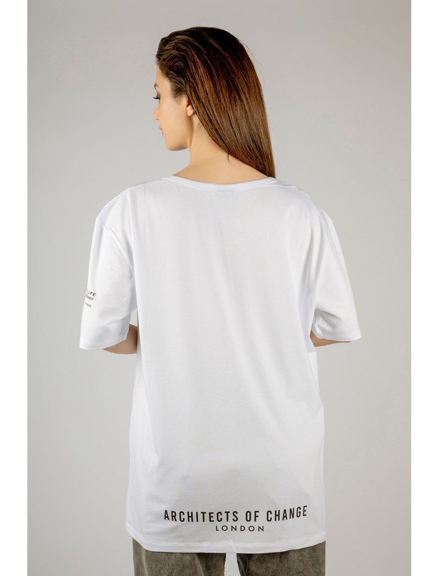 Woxxo Dreams are for real Baskılı Unisex Oversize T-Shirt -Beyaz Lycralı Modal/Pamuk Woxxo Dreams are for real Baskılı Unisex Oversize T-Shirt -Beyaz Lycralı Modal/Pamuk