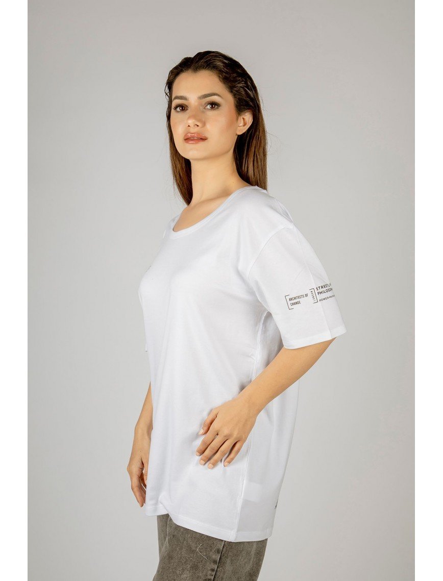 Woxxo Act or Forget Baskılı Unisex Oversize T-Shirt -Beyaz Lycralı Modal/Pamuk Woxxo Act or Forget Baskılı Unisex Oversize T-Shirt -Beyaz Lycralı Modal/Pamuk