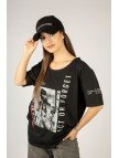 Woxxo Act or Forget Baskılı Unisex Oversize T-Shirt -Siyah Lycralı Modal/Pamuk Woxxo Act or Forget Baskılı Unisex Oversize T-Shirt -Siyah Lycralı Modal/Pamuk