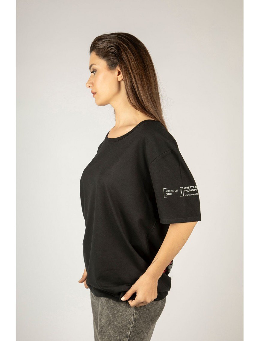 Woxxo Act or Forget Baskılı Unisex Oversize T-Shirt -Siyah Lycralı Modal/Pamuk Woxxo Act or Forget Baskılı Unisex Oversize T-Shirt -Siyah Lycralı Modal/Pamuk