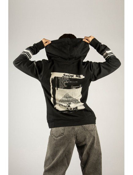 Woxxo Show meYour Code Fermuarlı Kapüşonlu Unisex Sweatshirt - Siyah Street Baskılı Woxxo Show meYour Code Fermuarlı Kapüşonlu Unisex Sweatshirt - Siyah Street Baskılı