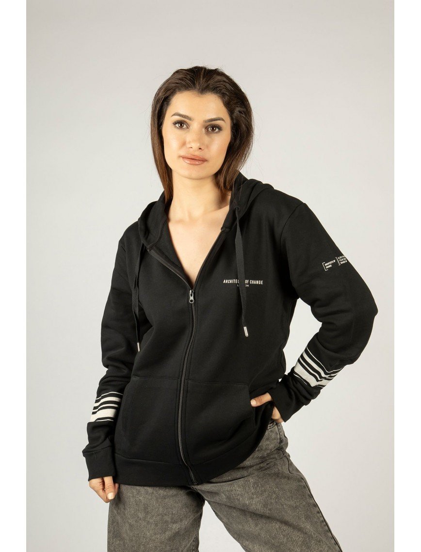 Woxxo Humanity Fermuarlı Kapüşonlu Unisex Sweatshirt - Siyah Street Baskılı Woxxo Humanity Fermuarlı Kapüşonlu Unisex Sweatshirt - Siyah Street Baskılı