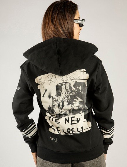 Woxxo Privacy the new secrecy Fermuarlı Kapüşonlu Unisex Sweatshirt - Siyah Street Baskılı Woxxo Privacy the new secrecy Fermuarlı Kapüşonlu Unisex Sweatshirt - Siyah Street Baskılı