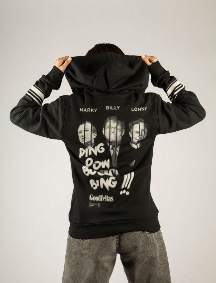 Woxxo Good Fellas Fermuarlı Kapüşonlu Unisex Sweatshirt - Siyah Street Baskılı Woxxo Good Fellas Fermuarlı Kapüşonlu Unisex Sweatshirt - Siyah Street Baskılı