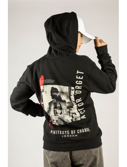 Woxxo Act or forget Fermuarlı Kapüşonlu Unisex Sweatshirt - Siyah Street Baskılı