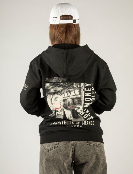 Woxxo More Money More Problems Fermuarlı Kapüşonlu Unisex Sweatshirt - Siyah Street Baskılı Woxxo More Money More Problems Fermuarlı Kapüşonlu Unisex Sweatshirt - Siyah Street Baskılı