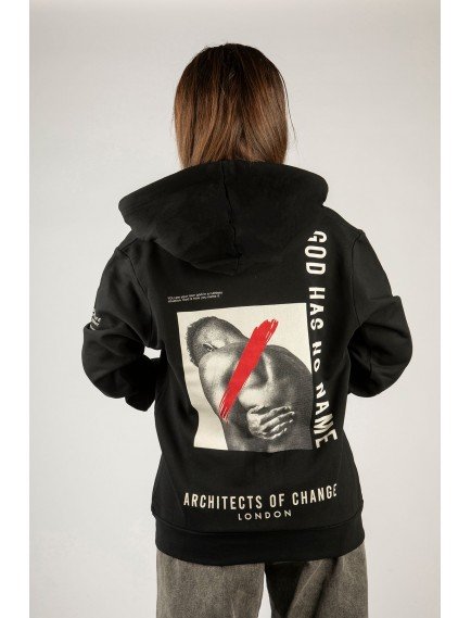 Woxxo God Has No Name Fermuarlı Kapüşonlu Unisex Sweatshirt - Siyah Street Baskılı Woxxo God Has No Name Fermuarlı Kapüşonlu Unisex Sweatshirt - Siyah Street Baskılı