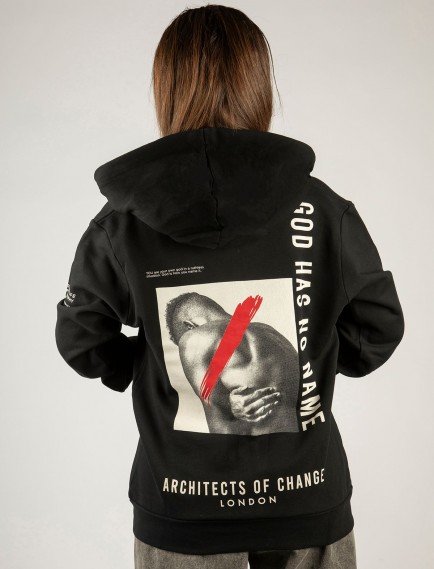 Woxxo God Has No Name Fermuarlı Kapüşonlu Unisex Sweatshirt - Siyah Street Baskılı Woxxo God Has No Name Fermuarlı Kapüşonlu Unisex Sweatshirt - Siyah Street Baskılı