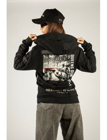 Woxxo Queens Don’t Compete Fermuarlı Kapüşonlu Unisex Sweatshirt - Siyah Street Baskılı Woxxo Queens Don’t Compete Fermuarlı Kapüşonlu Unisex Sweatshirt - Siyah Street Baskılı