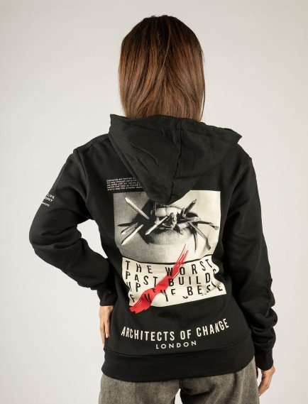 Woxxo The Future Fermuarlı Kapüşonlu Unisex Sweatshirt - Siyah Street Baskılı