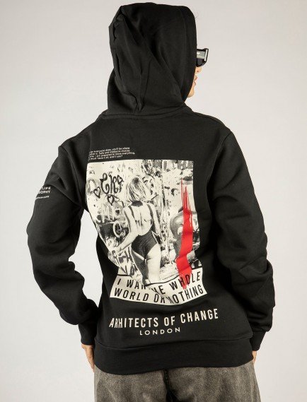 Woxxo I want The Whole World On Nothing Fermuarlı Kapüşonlu Unisex Sweatshirt - Siyah Street Baskılı Woxxo I want The Whole World On Nothing Fermuarlı Kapüşonlu Unisex Sweatshirt - Siyah Street Baskılı