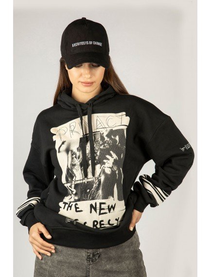 Woxxo Privacy The New Cecrecy Baskılı Kapüşonlu Unisex Sweatshirt - Siyah %100 Organik Pamuk Woxxo Privacy The New Cecrecy Baskılı Kapüşonlu Unisex Sweatshirt - Siyah %100 Organik Pamuk