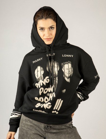 Woxxo Good Fellas Baskılı Kapüşonlu Unisex Sweatshirt - Siyah %100 Organik Pamuk Woxxo Good Fellas Baskılı Kapüşonlu Unisex Sweatshirt - Siyah %100 Organik Pamuk