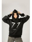 Woxxo 77 London Siyah Kapüşonlu Unisex Sweatshirt - Premium Pamuklu Kumaş Woxxo 77 London Siyah Kapüşonlu Unisex Sweatshirt - Premium Pamuklu Kumaş