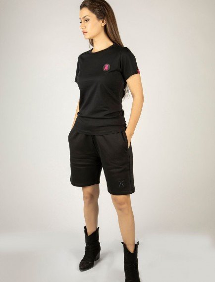 Woxxo Ocean Rabbit Siyah Baskılı Unisex Tişört - %100 Pamuk Kauçuk Arma Detaylı