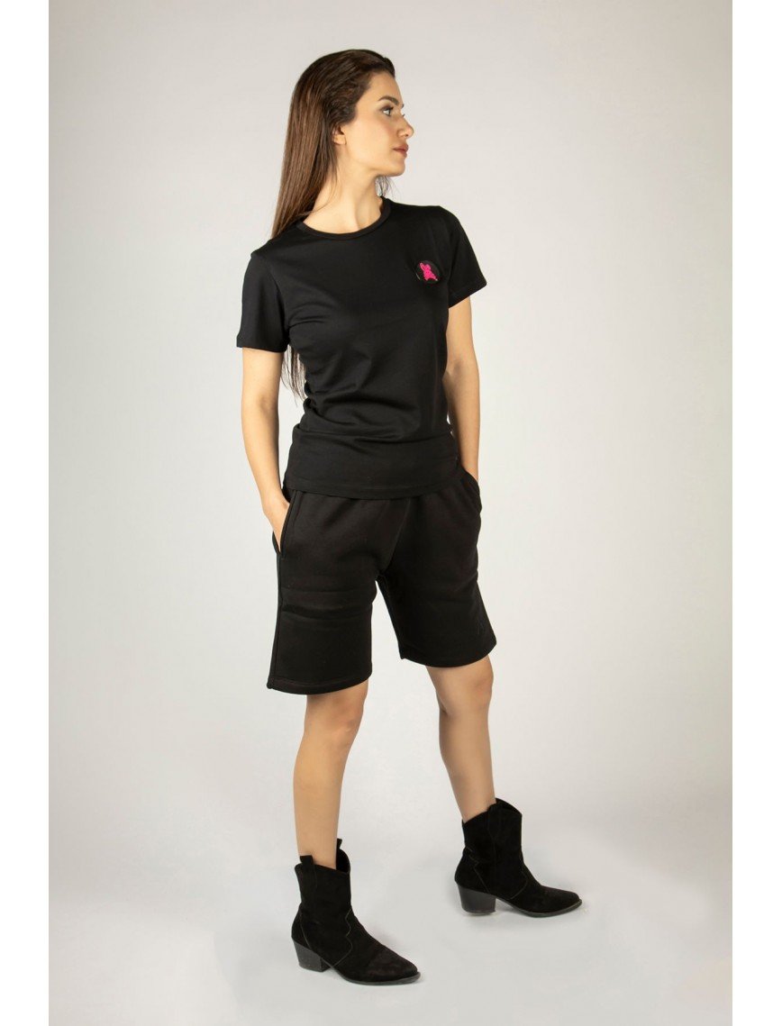 Woxxo Ocean Rabbit Siyah Baskılı Unisex Tişört - %100 Pamuk Kauçuk Arma Detaylı Woxxo Ocean Rabbit Siyah Baskılı Unisex Tişört - %100 Pamuk Kauçuk Arma Detaylı
